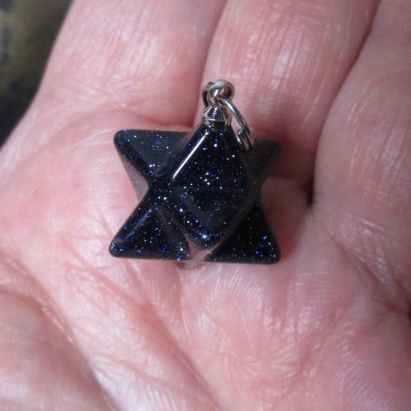 Jewelry - 1682 Blue goldstone mini merkaba pendant necklace Jewelry - 1682 Blue goldstone mini merkaba pendant necklace